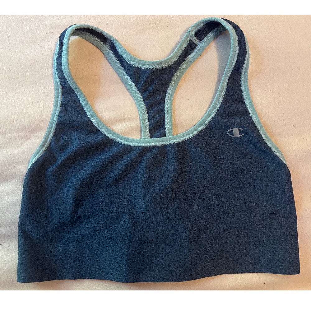 Champion Navy Blue/Light Blue Y Back Sports Bra, Small‎